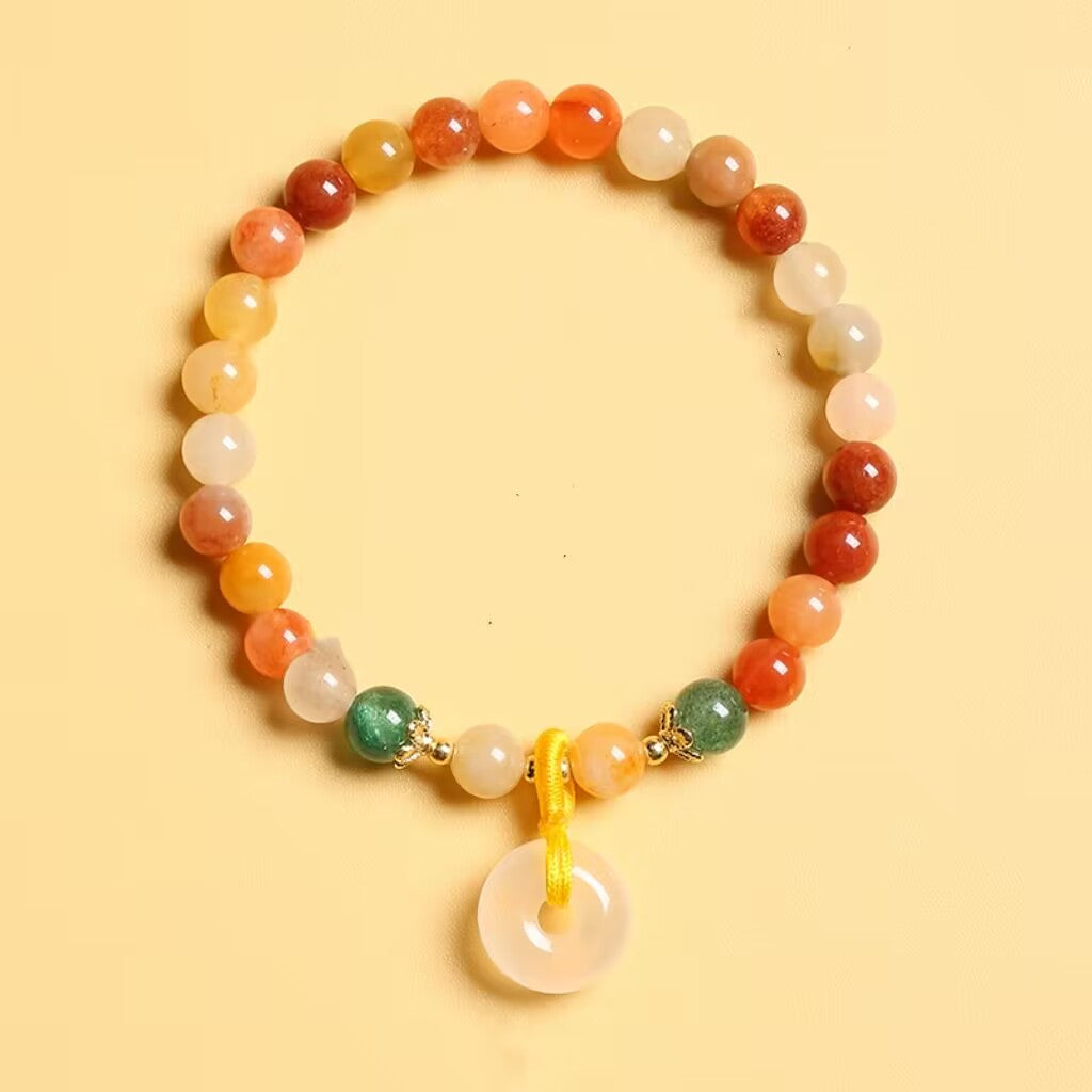 Golden Silk Jade Peace Pendant Bracelet