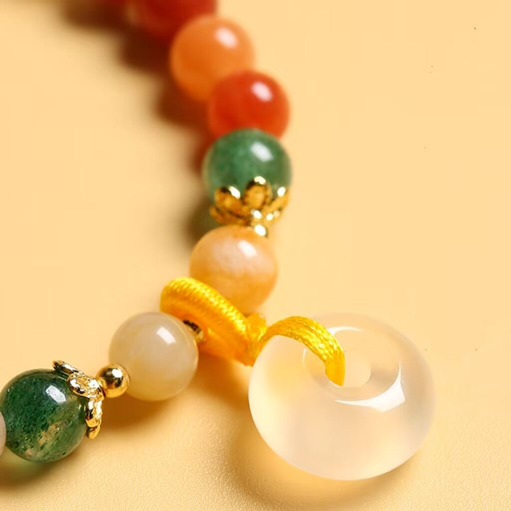 Golden Silk Jade Peace Pendant Bracelet